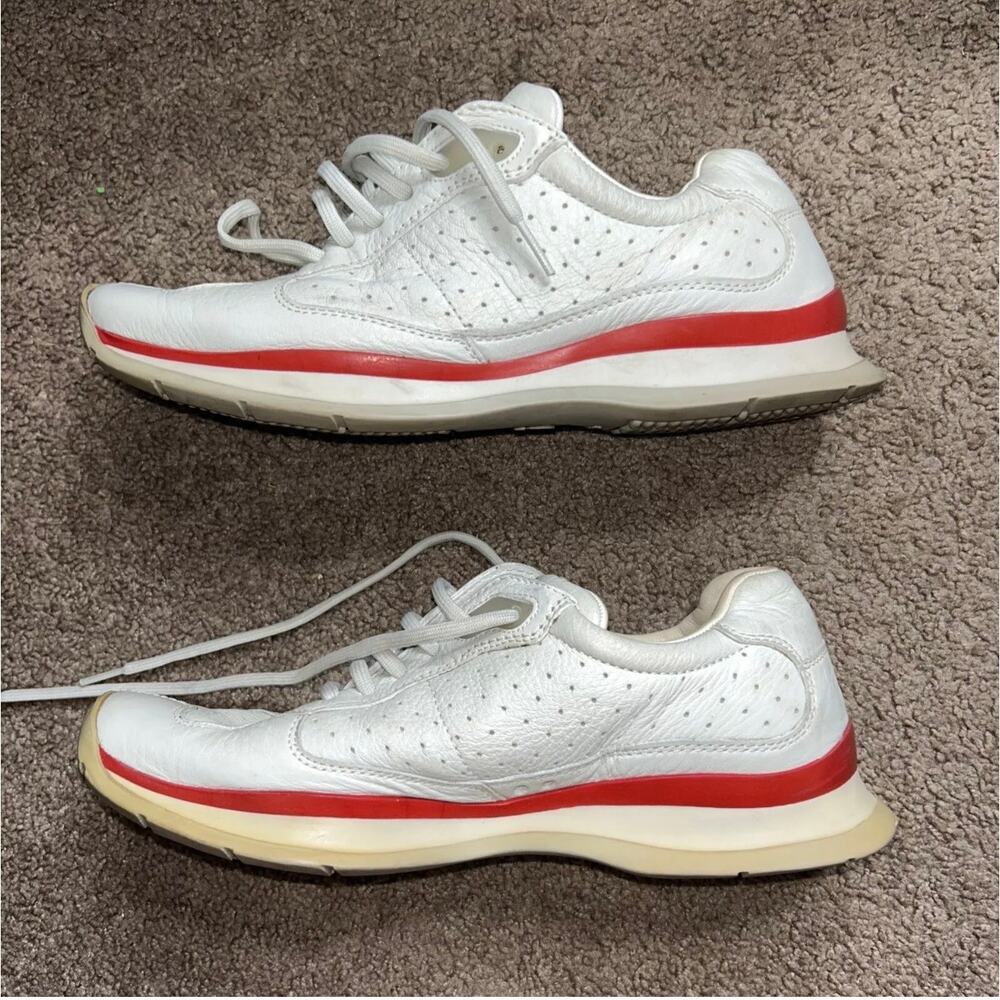 Vintage Prada White & Red Leather Shoes Sneakers EU 36 Women’s Size 5.5